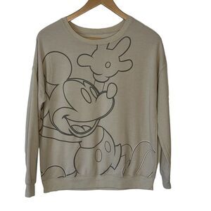 Disney Mickey Mouse Women's Cream Oversized Sweatshirt Size Small